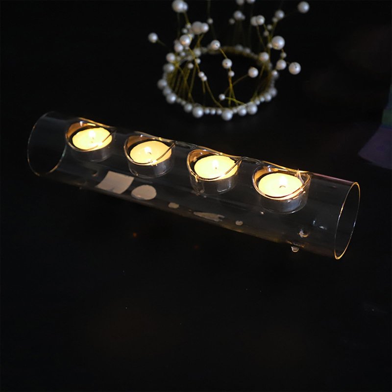 GIYDNEI 1-5 Holes Clear Candle Holders, Crystal Glass Tealight Candlestick Holders for Aromatherapy Wedding Party Home Decor Table Centerpieces,Clear,4 Holes