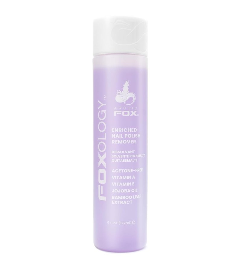 Foxology Nail Polish Remover - Acetone-Free Formula with Vitamin A & E, Jojoba Oil | Grape Scent, 6 fl oz