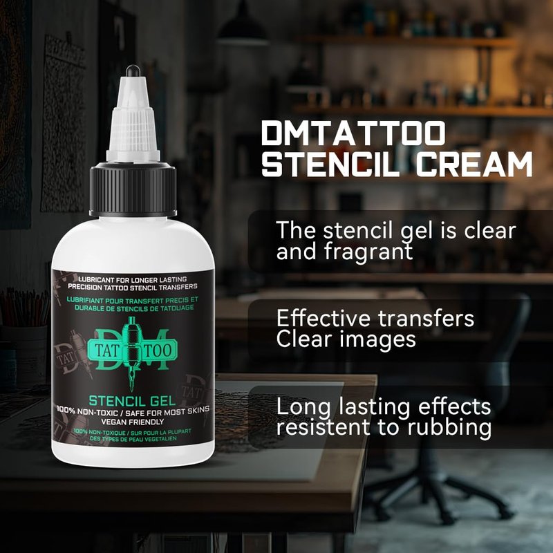 125ml Tattoo Stencil Transfer Gel Solution, Professional Tattoo Stencil Gel, Stencil Magic Cream, Clear & Long-Lasting, Tattoo Application Solution for Transfer Paper Machine Stencils