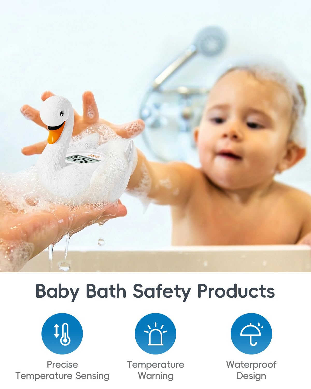 b&h Baby Bath Thermometer, Swan Digital Infant Bathtub Thermometer - Reliable Temperature Readings - Easy to Read Screen - Waterproof, Safe Floats in Water Toy, Newborn Must Haves
