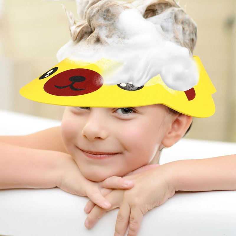 3Pcs Shower Cap, Soft Adjustable Baby Bath Caps Cartoon Hair Washing Shield Shower Hats Newborn Shampoo Shield for Infants