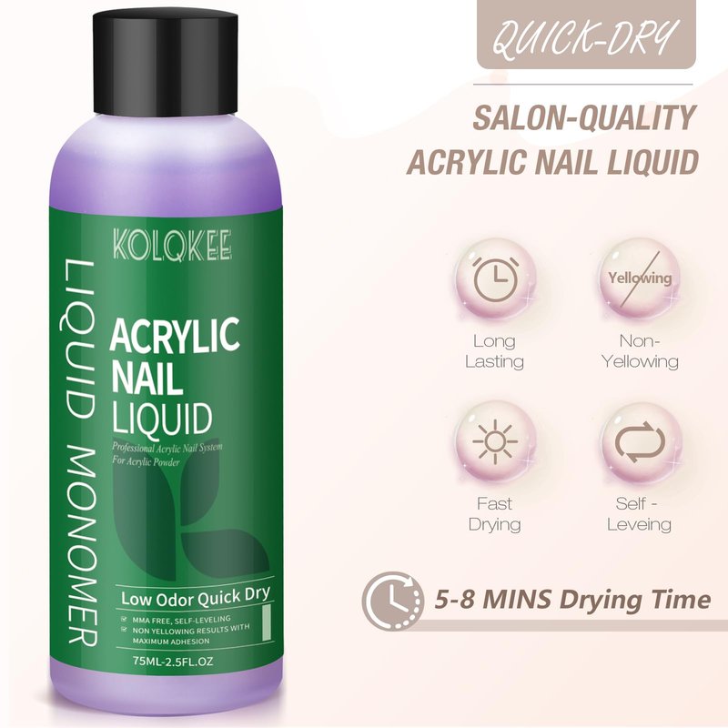 Acrylic Nail Kit - Nude Acrylic Powder, Long-Lasting Monomer Liquid & Kolinsky Brush, Beginner-Friendly DIY Manicure Set for Home Salon
