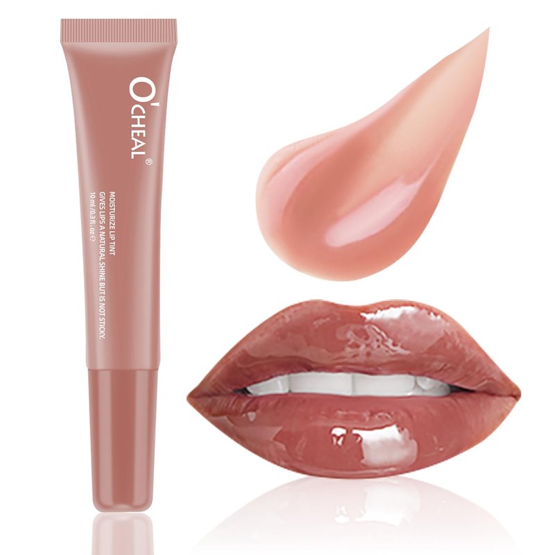 O'CHEAL Lip Gloss for Women, Hydrating Tinted Lip Balm, Natural Glossy Sheer Lip Stain, Lightweight, Plumping, Non Sticky, Long-Lasting, Anti-Wrinkle Lip Butter, Cruelty-Free & Vegan (Light Brown)