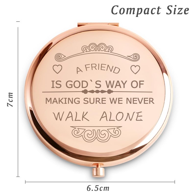 Friendship Gifts for Women Girls, Personalized Gifts for Friend BBF Bestie, Custom Compact Mirror for Birthday, Graduation, Mother Day, Basket Stuffers