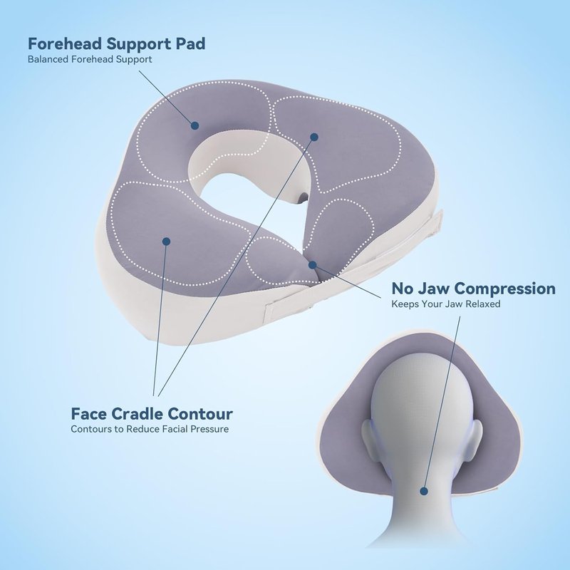 Face Down Pillow for Eye Surgery Recovery | Adjustable Prone Headrest for Retinal Detachment - Grey, Removable Cover