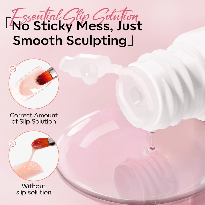 Modelones Poly Gel Nail Kit 3 Colors Clear White Apricot with Slip Solution Dual Nail Forms Top Base Coat Extension Builder Gel Polygel Toenail Kit DIY Nail Art Salon Use