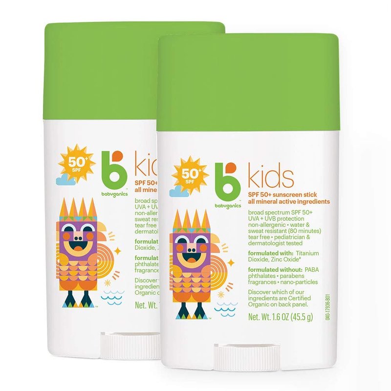 Babyganics SPF 50 Kids Sunscreen Stick - UVA/UVB Protection, Water & Sweat Resistant | 1.6oz (Pack of 2)