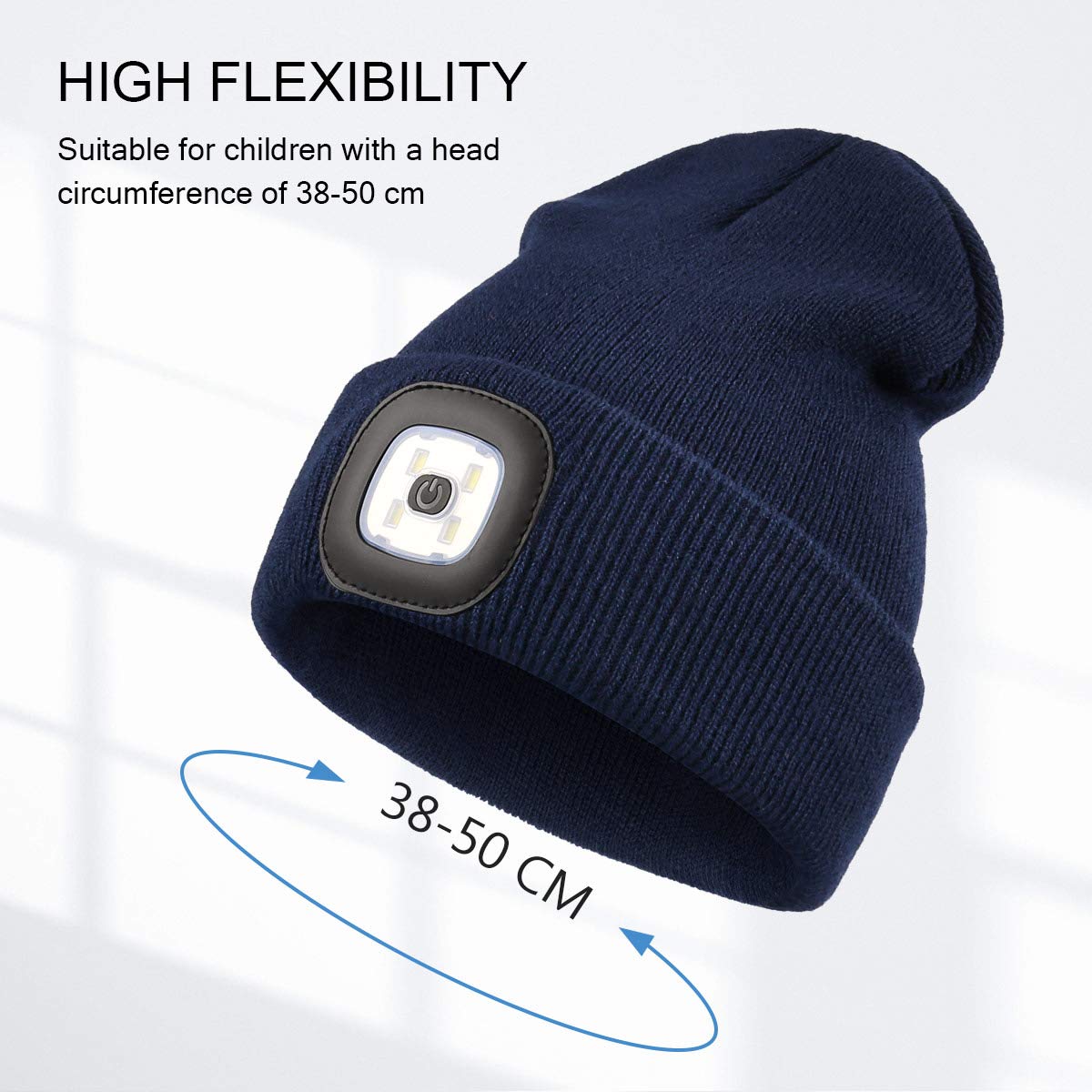 YunTuo Beanie with The Light for Kids, Unisex USB Rechargeable Headlamp Hat Winter Knitted Night Lighted Cap Flashlight, Gifts for Kids Boys Girls(Rose Red)