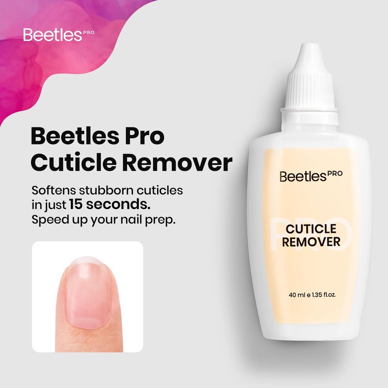 Beetles Pro Cuticle Remover - 40ml Each, Fast Drying Cuticle Remover Softener Liquid Gently Removes Dead Skin & Overgrown Cuticles for Nail Technicians, Professional Salon Manicure