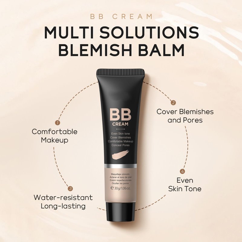AKARY BB Cream Tinted Moisturizer, 9Colors Moisturizes & Conceals, Cover Blemishes & Pores, Even Skin Tone, Lighiweight Foundation Full Coverage Tinted Illuminator for All Skin, Oil-Free, 160 Light