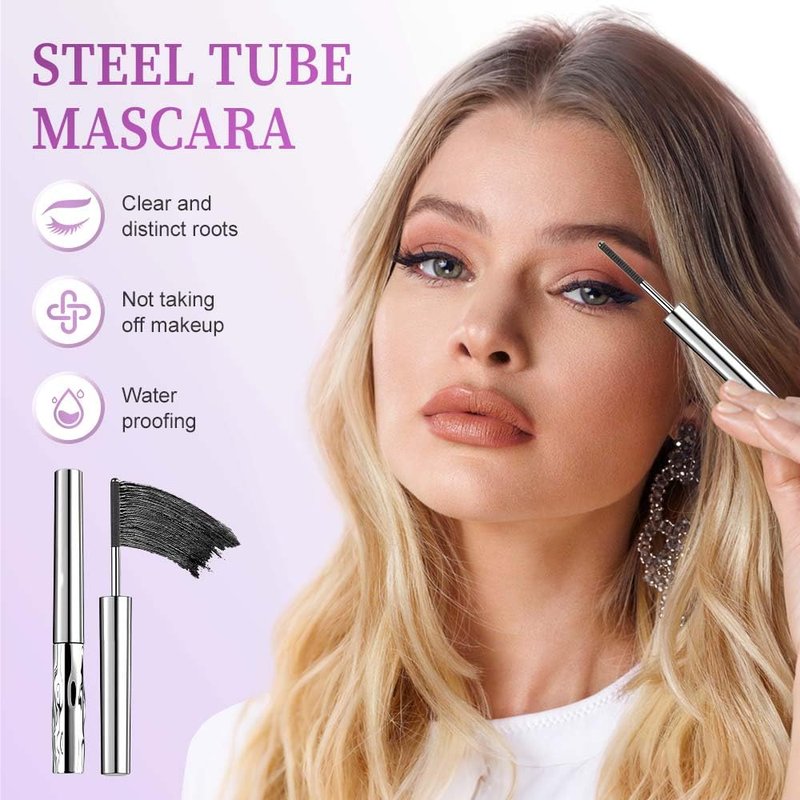 Eyelash Primer,Tubular Eyelash Primer,Waterproof Long Curling Mascara,Volumizing Mascara for Daily Makeup, Natural And Non-Smudged (Black)