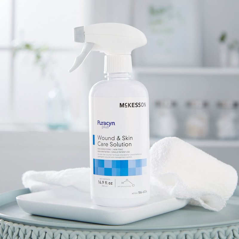 McKesson Puracyn Plus Wound and Skin Cleanser Spray [6 Count] - 16.9 oz Hypochlorous Acid Dermal Wound Wash for Cuts, Burns, Sores, and Skin Irritations, Non-Sting First Aid HOCl Spray
