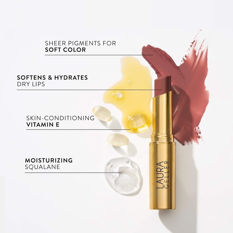 Laura Geller Jelly Balm Tinted Lip Color - Cocoa-Motion - Hydrating Vitamin E, Semi-Shine Finish