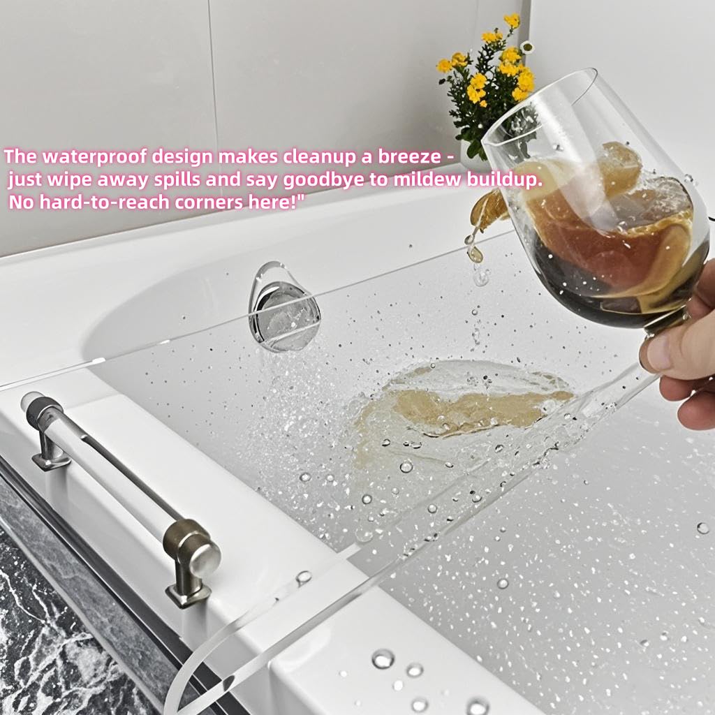 Zinging Life Bath Tub Tray,Clear Bathtub Tray for Luxury Bathroom – Waterproof Bath Caddy with Sleek Surface –No Assembly– Easy Cleaning Bathtub Organizer for Spa Relaxation (31")