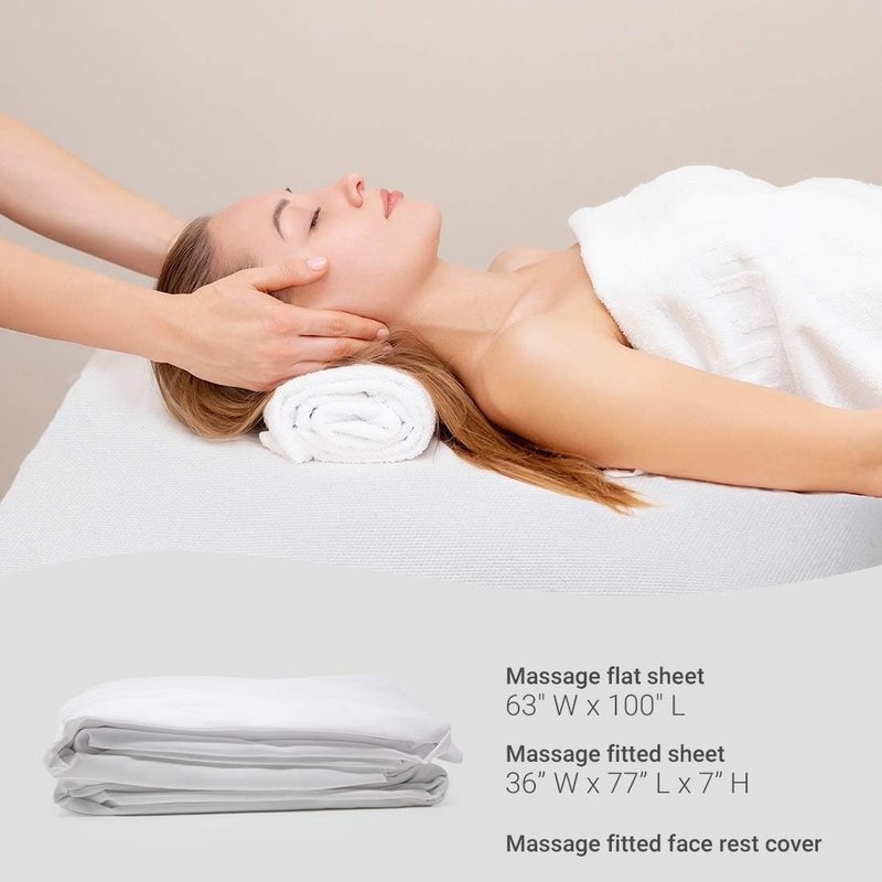 ForPro Professional Collection Premium Microfiber Massage Sheet Set - Ultra-Light, Stain & Wrinkle-Resistant | 3-Piece, White (Pack of 10)