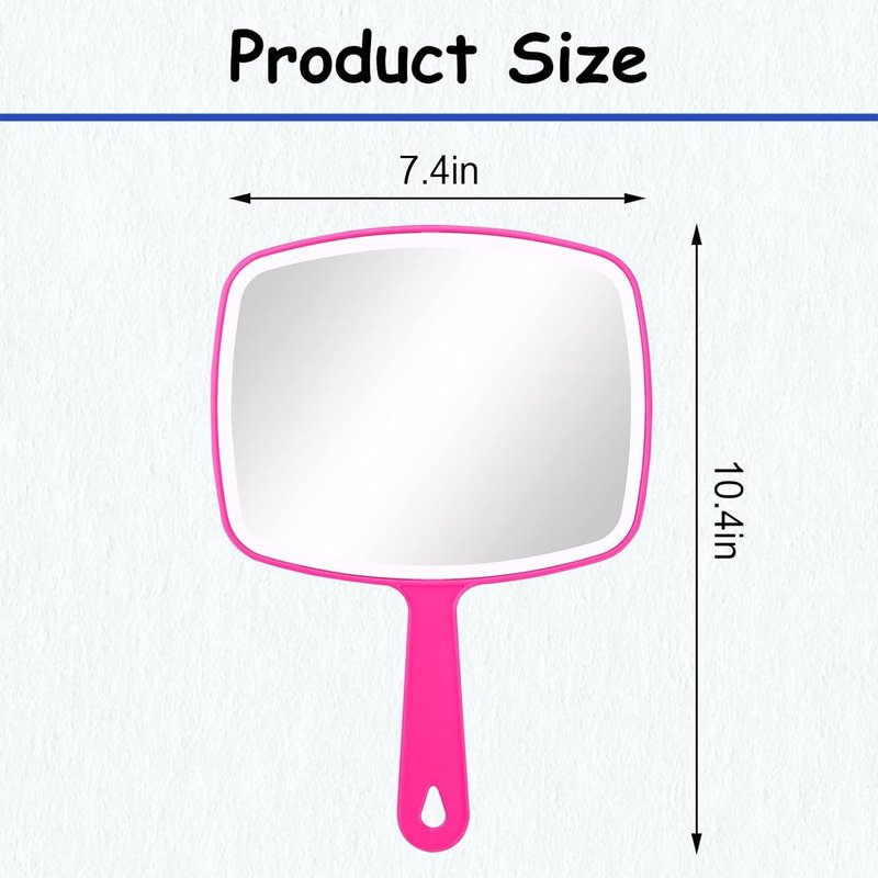 Nutair Hand Mirror, Handheld Vanity Mirror with Hanging Hole in Handle Pink 7.4" W x 10.4" L