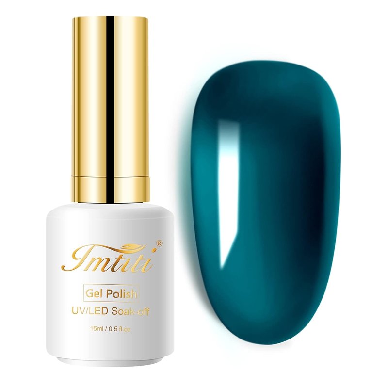 Skiennix Aegean Blue Gel Nail Polish - Translucent Blue Green Soak Off | 0.5 fl oz for DIY Nail Art