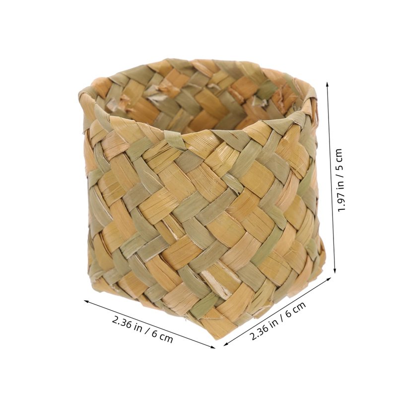 20-Pack Mini Straw Woven Basket Party Favor Boxes, Rustic Small Candy Container for Wedding, Boho Table Decor, Treat and Lipstick Packaging