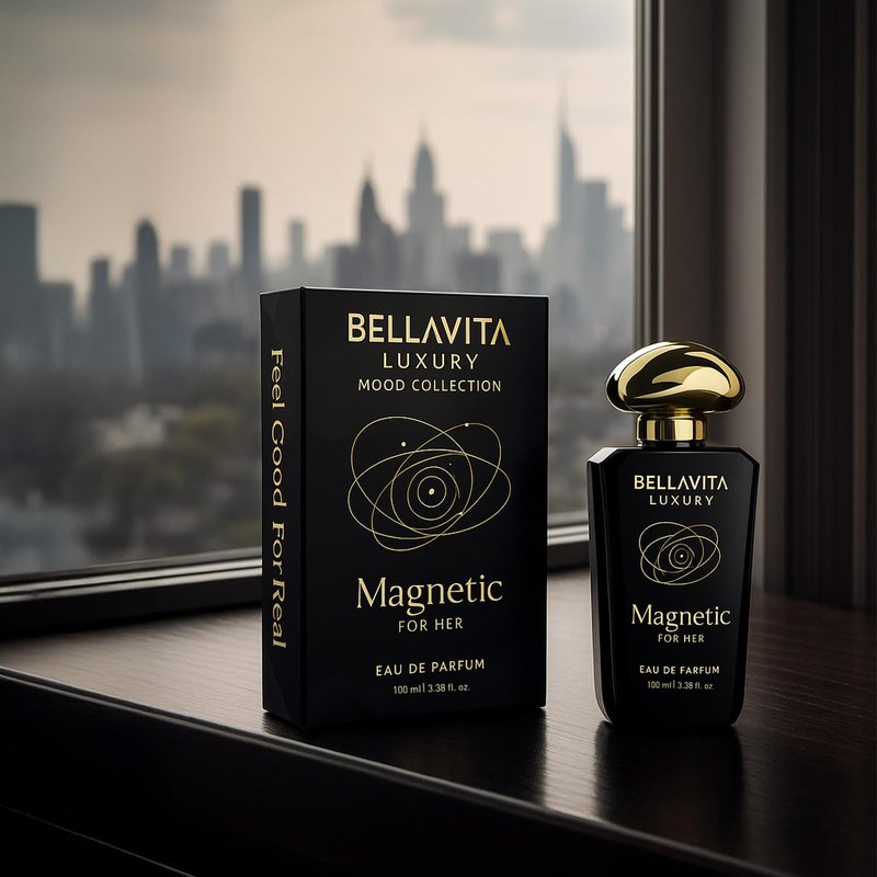 Bellavita Luxury Magnetic for her Eau de Parfum | 100 ml (3.4 fl.oz.) | Perfume for Women | Floral-Gourmand, Cassis, Rose, and Caramel Notes | Long Lasting Women's Day Special Fragrance