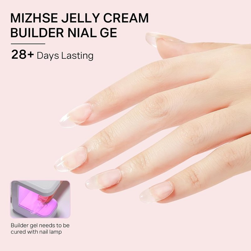MIZHSE Nail Builder Gel - 30g Clear Hard Extension Strengthener for 3D Nail Art | DIY Sculpting Kit with Dual Forms & Brush