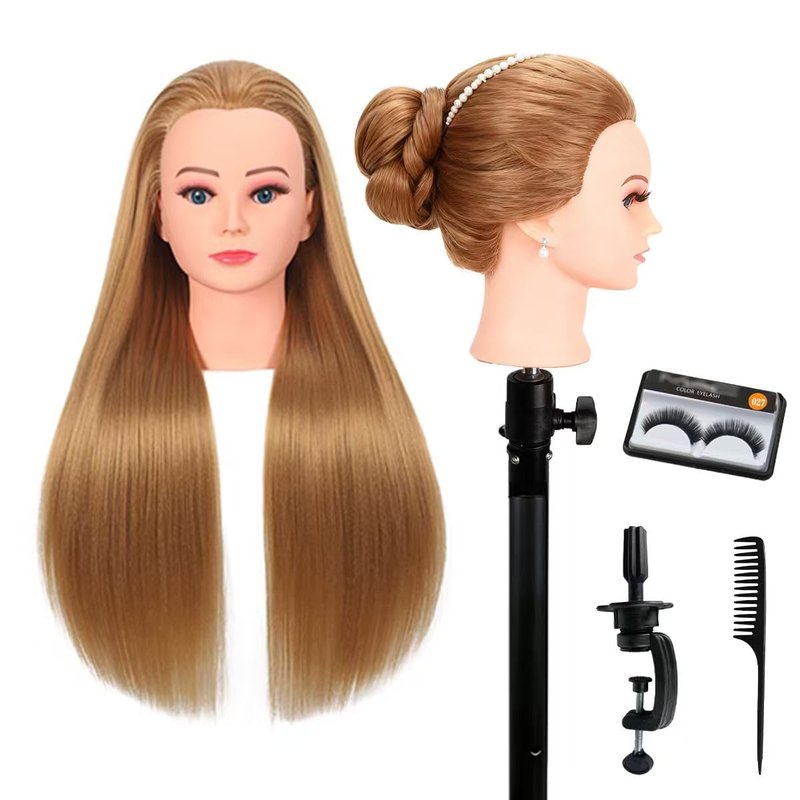 Human Hair Mannequin Head for Braiding - 22 Inch Straight Doll Head with Stand for Cosmetology & Hairdressing