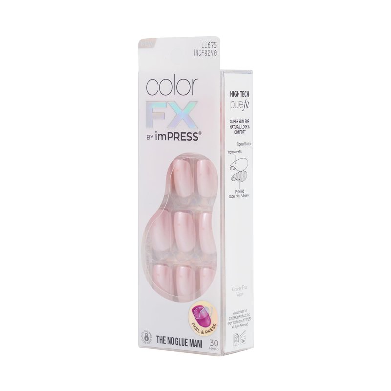KISS Impress Color FX No Glue Mani 30 Pcs Press on Nails, Medium False Nails, Metallic Chrome & Cat Eye, Peel & Press, Hassle-Free Removal, Includes Manicure Stick, Prep Pad & File (Stay, Medium)