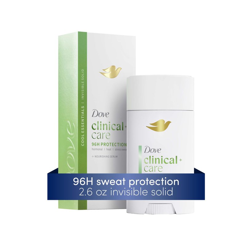 Dove Clinical + Care Antiperspirant Deodorant Invisible Solid Stick for Women Cool Essentials with Nourishing Serum 2.6 oz