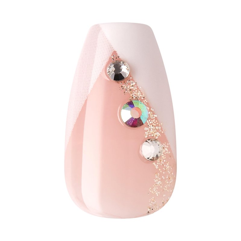 Kiss Impress No Glue Mani Press On Nails, French, 'Glimpse', White, Medium Size, Coffin Shape, Includes 30 Nails, Prep Pad, Instructions Sheet, 1 Manicure Stick, 1 Mini File