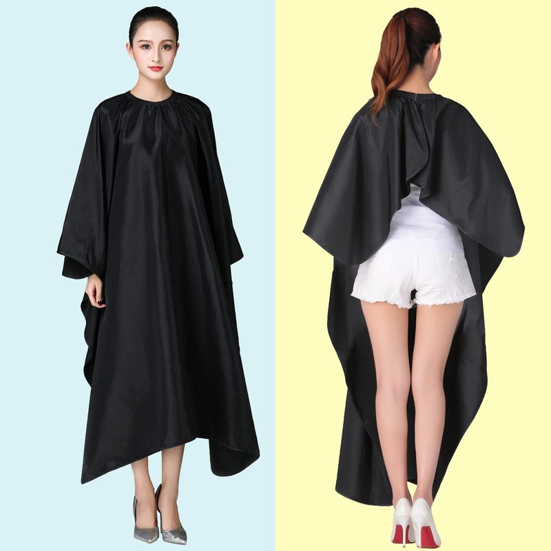 Iusmnur Barber Cape, Professional Hair Cutting Cape with Adjustable Metal Clip, Waterproof Haircut Salon Supplies for Hairdresser Styling & Home - 55 x 63 inches (Black)