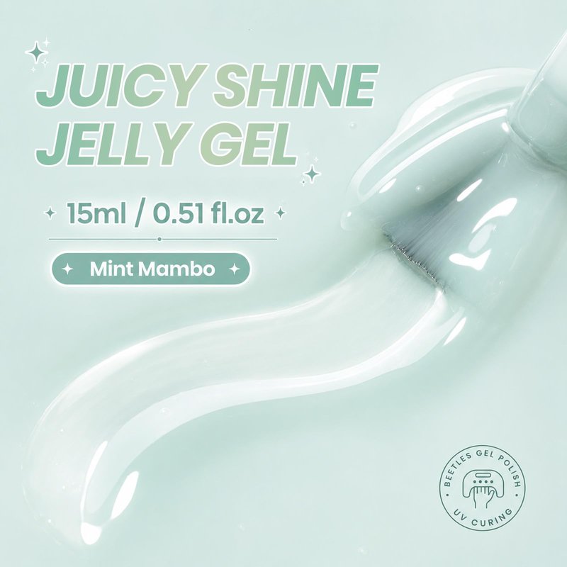 Beetles Mint Green Gel Nail Polish - 15ML Mint Mambo Summer Jelly Gel Nail Polish Sheer Translucent Effect Soak Off UV Nail Art Salon Home DIY Manicure Gift for Women