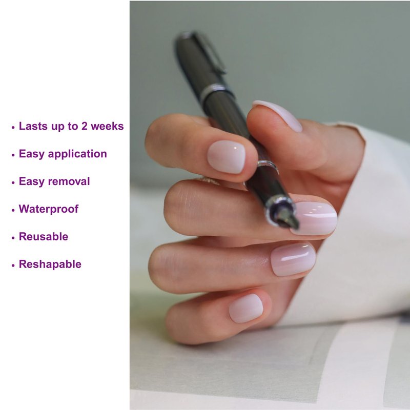 LAMIMOSA Ombre Press On Nails - 32Pcs Short Round Soft Gel Kit in Cappuccino, Reusable with Glue