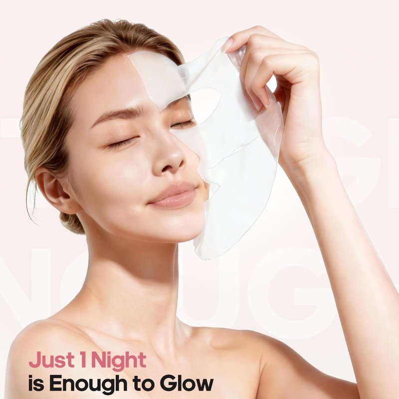 NLQ Collagen Face Mask Overnight Hydrogel Deep Mask - Glass Skin Intensive Hydrating & Firming Pore Refining Anti-Aging Sheet Mask, Skincare Gift for Women (5 Sheets)