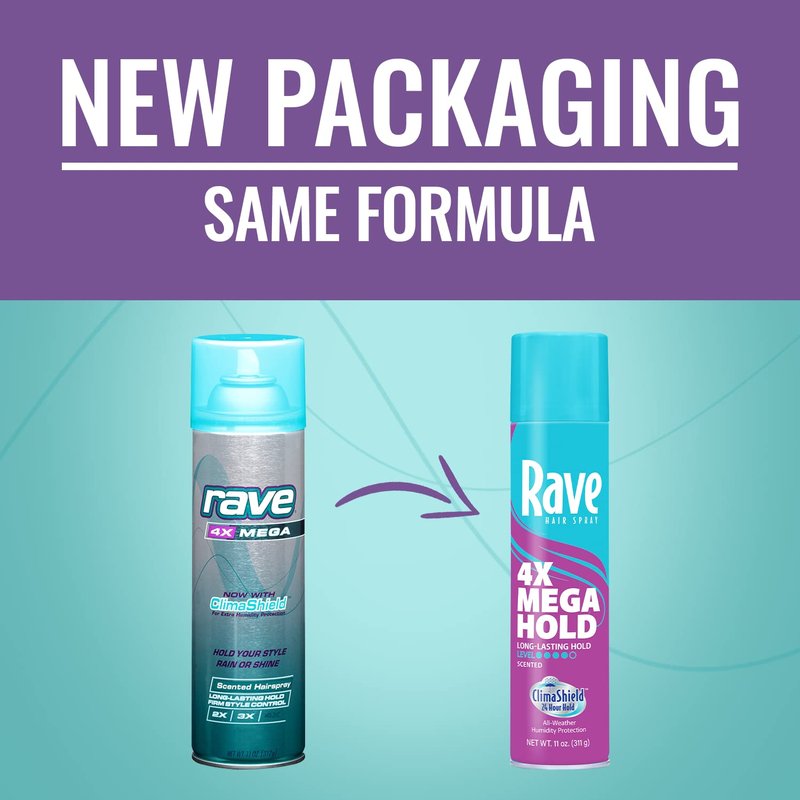 Rave 4X Mega Long-Lasting Firm Hold Scented Hair Spray for Heat Protection, Volume and Shine - ClimaShield for Extra Humidity & Minimizes Frizz
