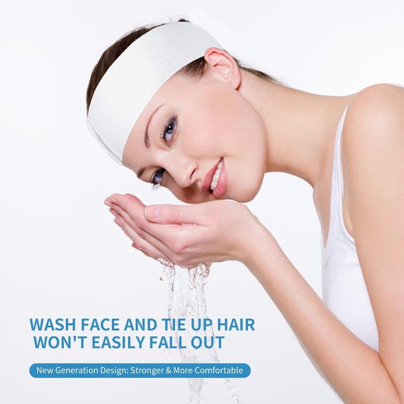 MoyRetty Disposable Headbands - 100 Pack Spa Hair Bands for Facials | Adjustable Magic Tape