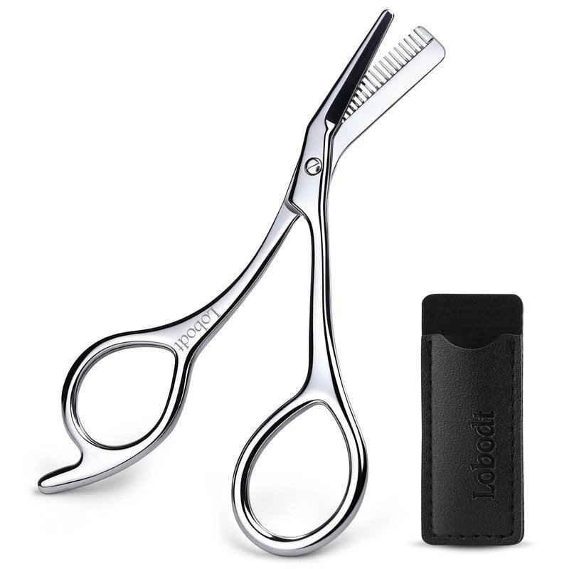 Eyebrow shears with combs, Eyebrow scissors,4.65-inch small eyelash trimming scissors, Suitable for both women and men，Precise eyebrow trimmers, easily create delicate eyebrow shapes, with PU Case