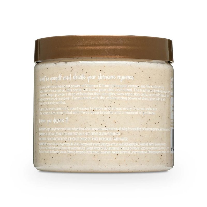 Island Coconut Body Scrub – Luxury Exfoliating Sugar Scrub for Soft, Glowing Skin – Hydrating Body Polish with Tropical Coconut Scent for Women, 18 oz