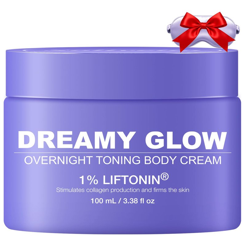 LIFTONIN® Dreamy Glow Overnight Toning Whip Cream - Anti-Cellulite Body Firming Cream with Satin Eye Mask, 3.38 fl oz
