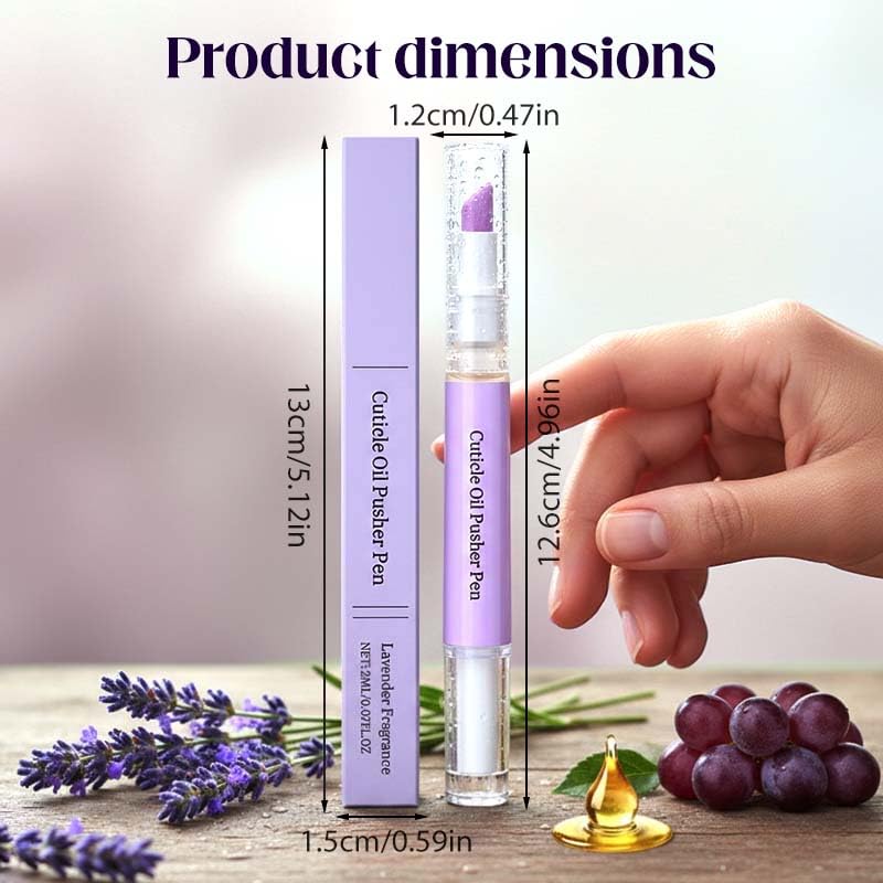Cuticle Oil Pusher Pen Set - 2-in-1 Ceramic Nail Care Tools | Portable Purple Design