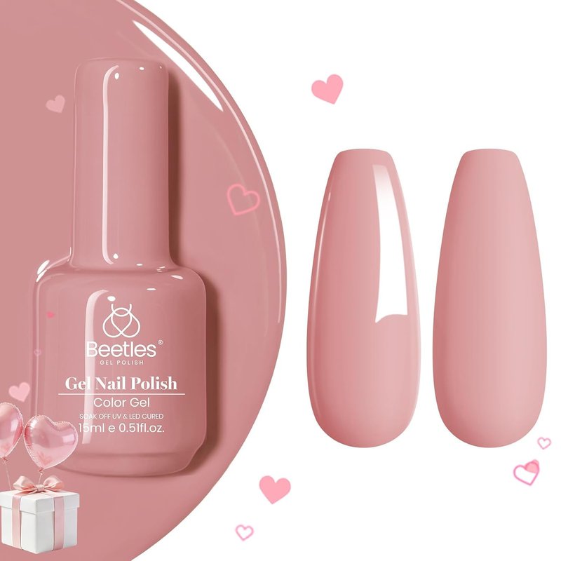 Beetles Pink Gel Polish - Dusty Mauve Nude Pink Nail Polish | Long-Lasting 15ML for DIY Summer Manicure