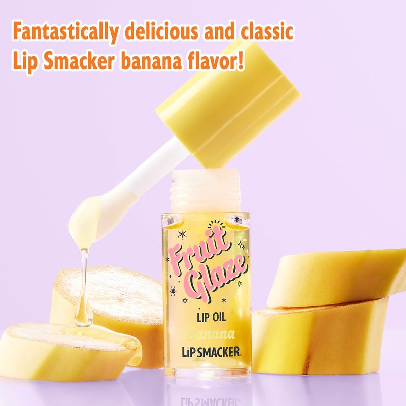 Lip Smacker Fruit Glaze Lip Oil - Ultra-Hydrating Moisturizing Lip Gloss with High-Shine Finish | Banana Flavor