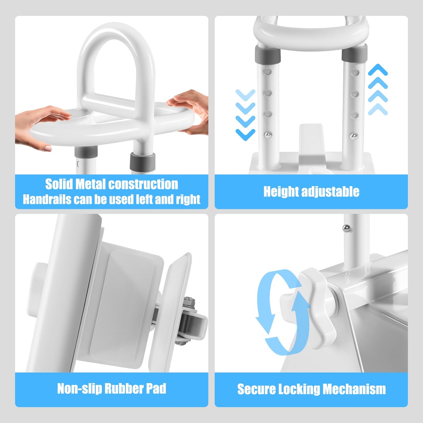NnsZenith Adjustable Bathtub Safety Rail & Shower Grab Bar for Elderly – Heavy-Duty Support, Height/Width Flexible, Enhanced Bathroom Safety, Sturdy No-Drill Installation, Supports 330 lbs