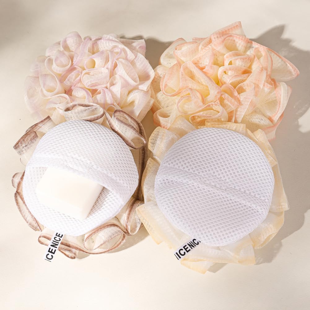 Washcloth Loofah Combo 2-in-1 Soap Bags, Soap Savers and Bar Soap Pouch for Deep Exfoliating Body Scrubber and Mesh Shower Sponge