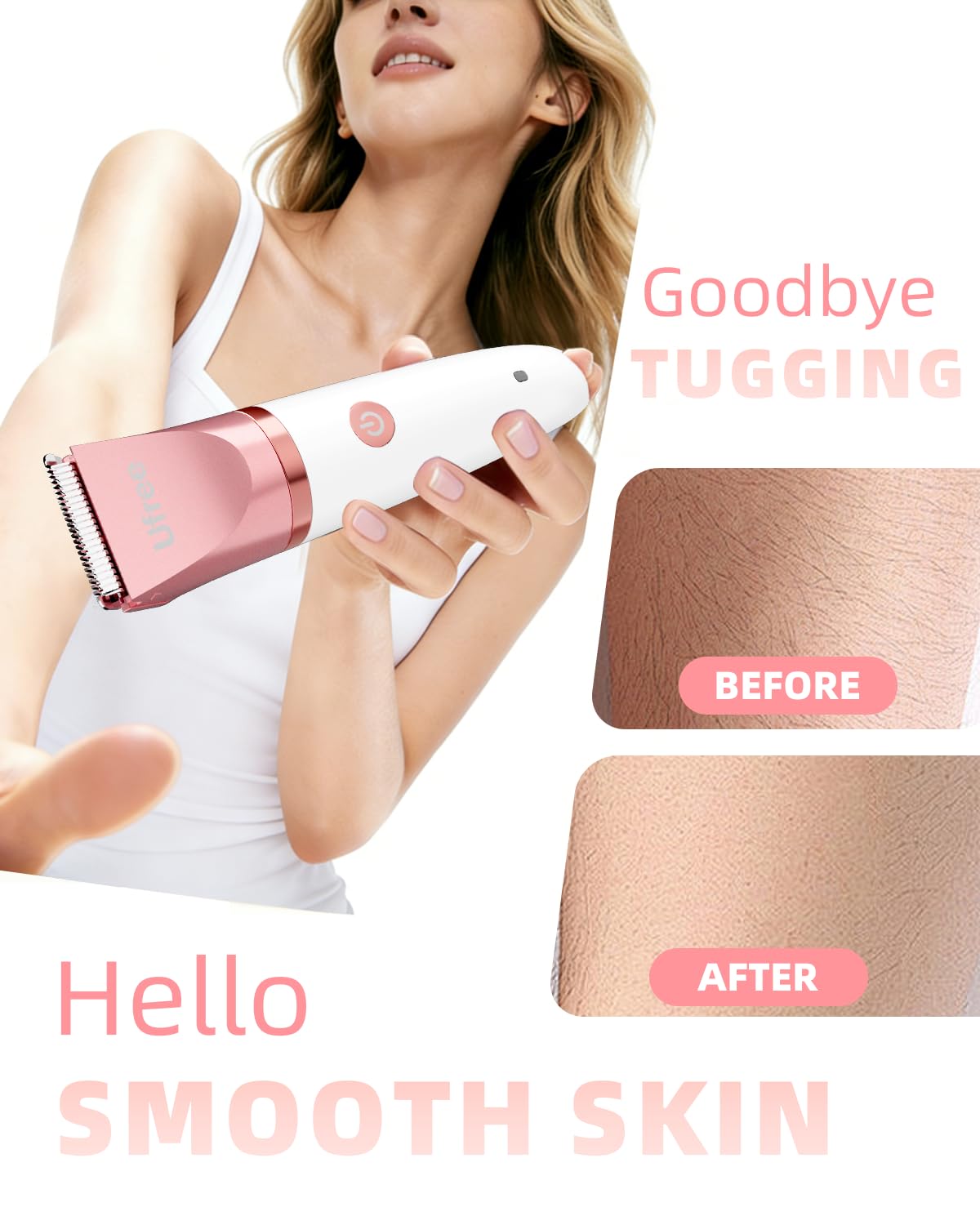 Ufree Electric Shaver Razors for Women Pubic Hair, Bikini Trimmer for Face and Body Hair, Wet & Dry Use Groomer, Hair Trimmer, Birthday Gifts for Women, Gold