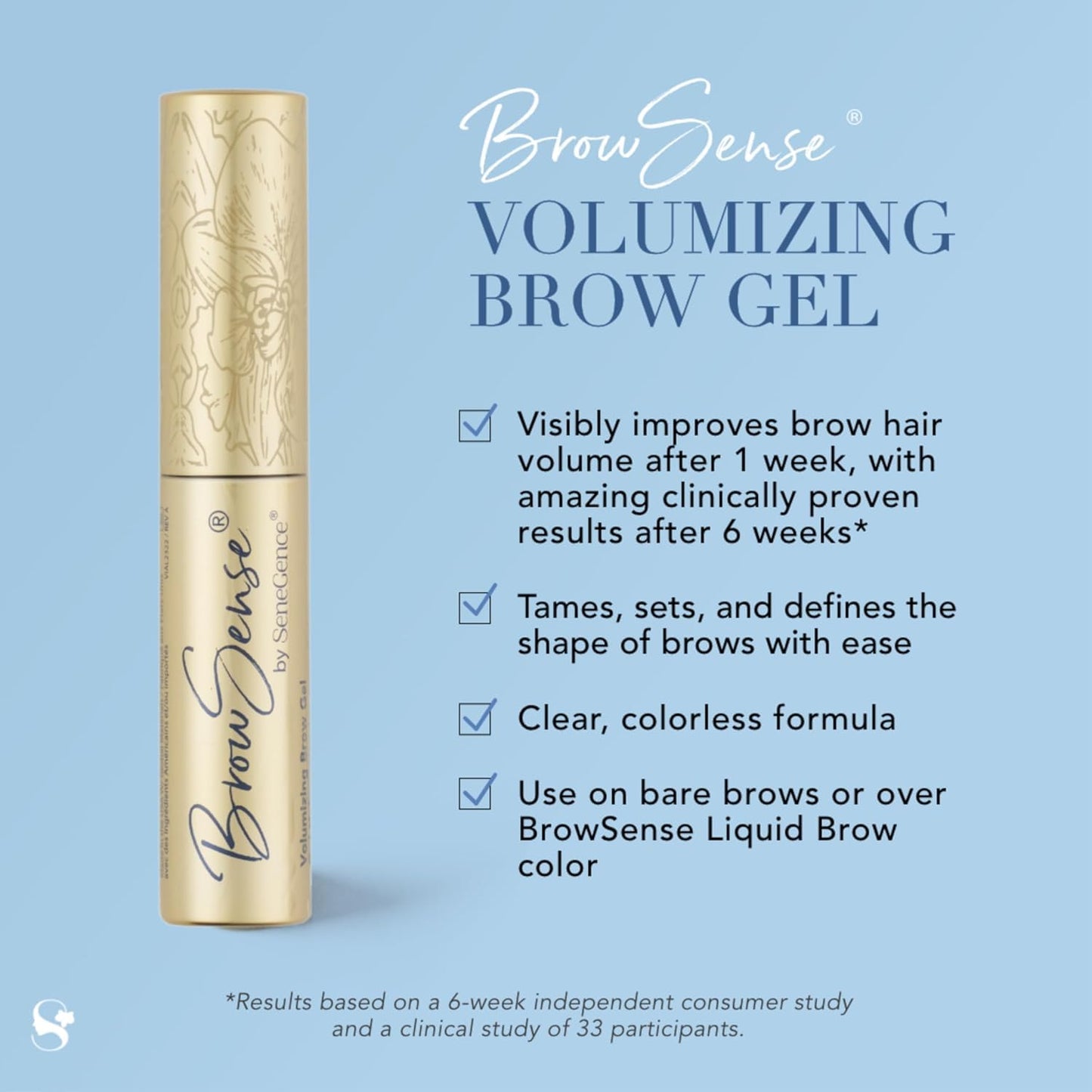 Volumizing Brow Gel - Long-Lasting Clear Formula for Fuller Defined Brows | 0.2 Oz