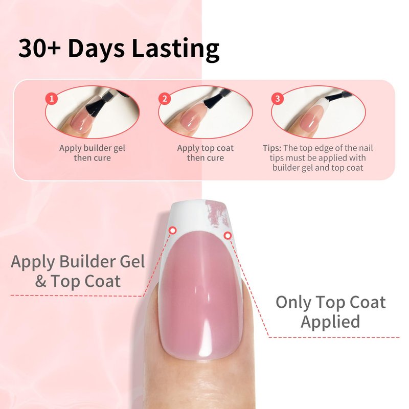 JODSONE Builder Gel for Nails,4Pcs 10ML Builder Gel Set, Nail Apex and Extension Strengthener Hard Need to Cured by Nail Lamp,Clear White Pink Brown