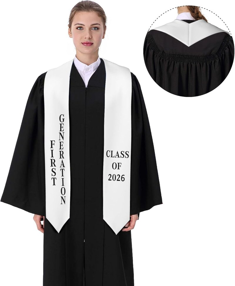 First Generation Graduation Stole - Class of 2026 | White Stole for High School & College Graduates