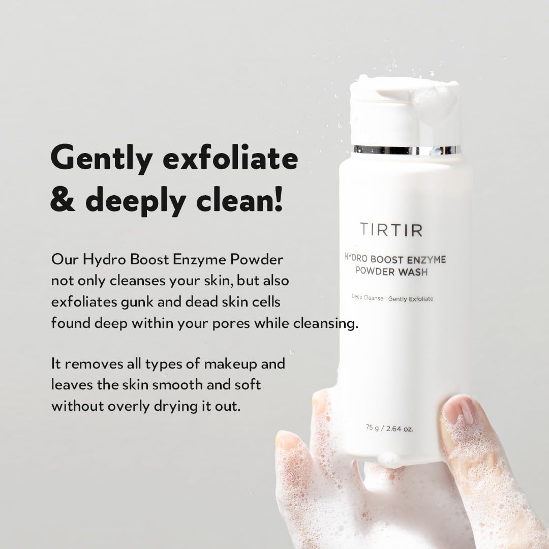 TIRTIR Hydro Boost Enzyme Cleansing Powder - Gentle Exfoliating Cleanser, 2.64 Oz