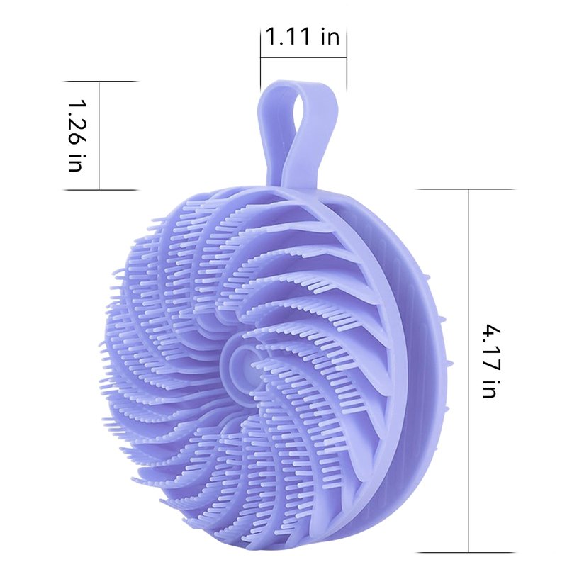 Douji Double-Sided Silicone Body Scrubber Shower Bath Brush, Handheld Cleansing Skin Brush for Sensitive Kids Women Men All Kinds of Skin（Purple）