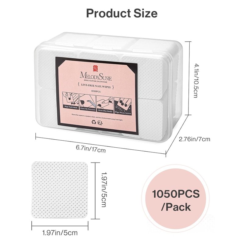 MelodySusie Lint-Free Nail Wipes - 1050 Pcs Super Absorbent Soft Non-Woven for Polish & Extensions