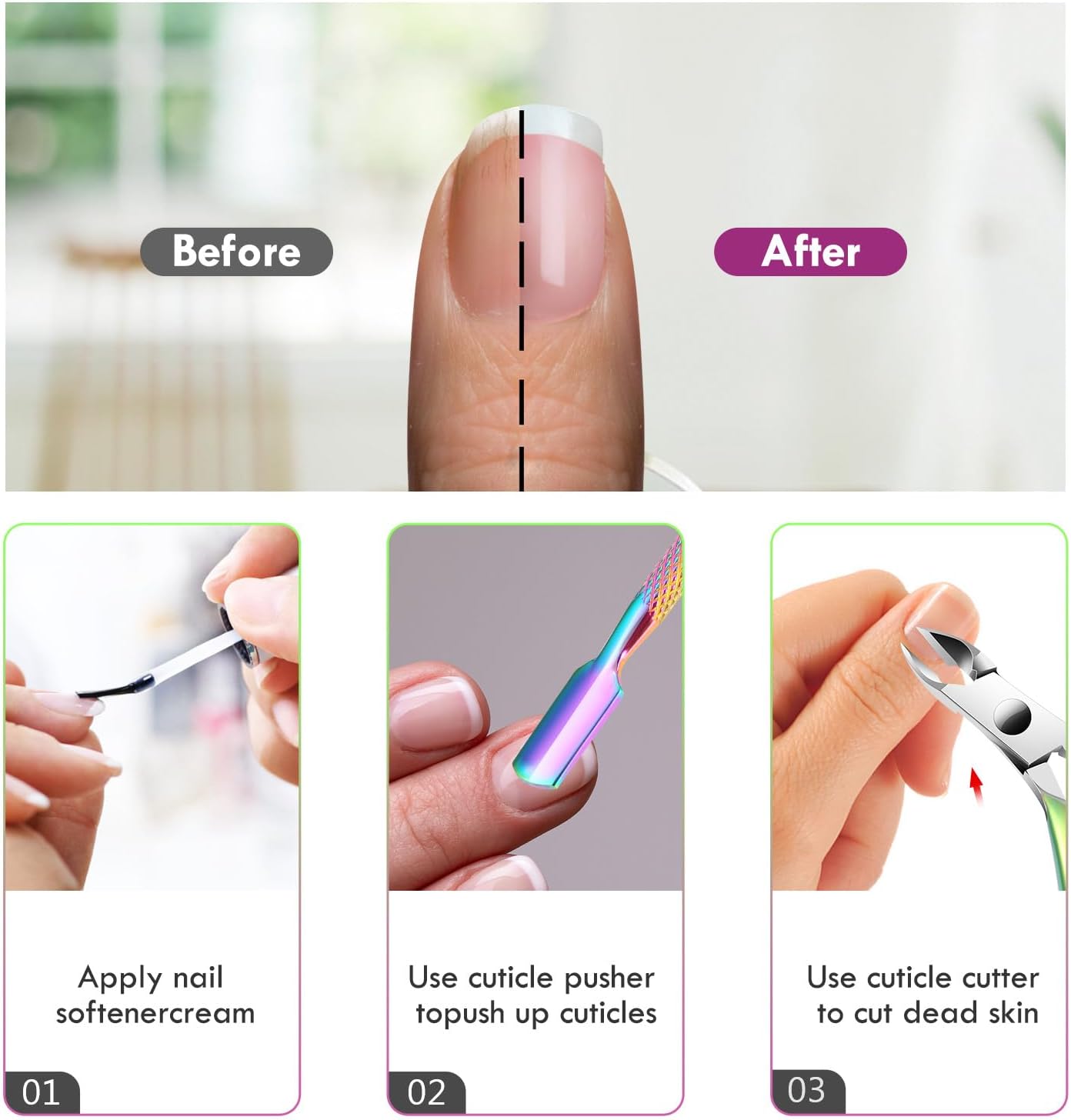 XUNXMAS Cuticle Trimmer & Remover - Professional Stainless Steel Pedicure Tools for Nails & Dead Skin